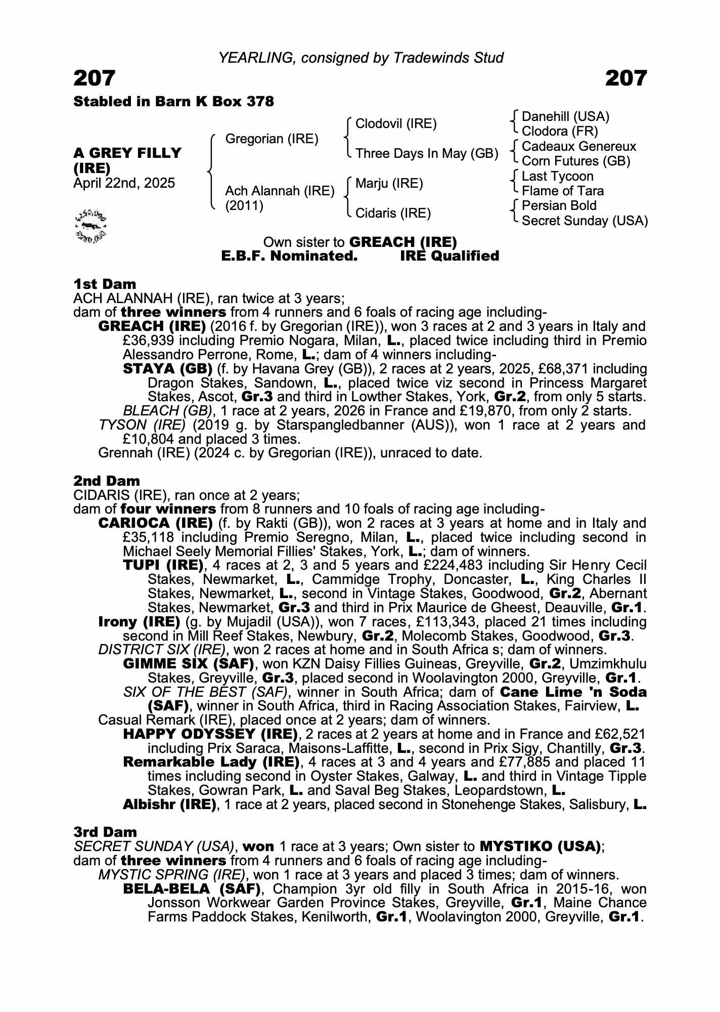 Katalogside for lot 207