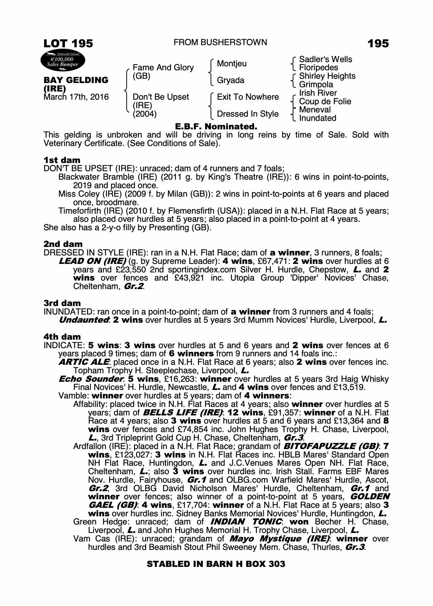 Don T Be Upset Ire B G Ire Back To List Pdf Purchaser Russell Field Price 55 000 Consignor Busherstown Sales For Half Brothers Sisters November National Hunt Sale 18 Lot 99 F By Presenting Gb 17 Woodhouse Stud Vendor 7 000