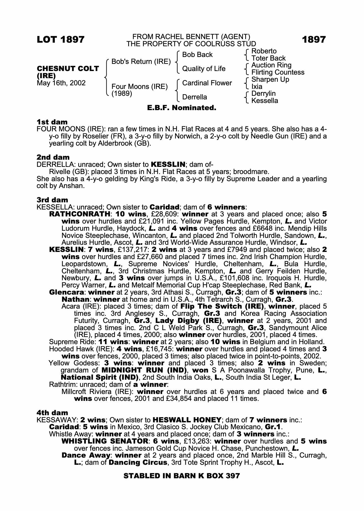 Four Moons Ch C Back To List Pdf Purchaser Cash Price 4 000 Consignor Rachel Bennett Agent Sales For Half Brothers Sisters November National Hunt Sale 10 Lot 141 G By Touch Of Land 09 L B Sales Richard Rowe 1 300 November